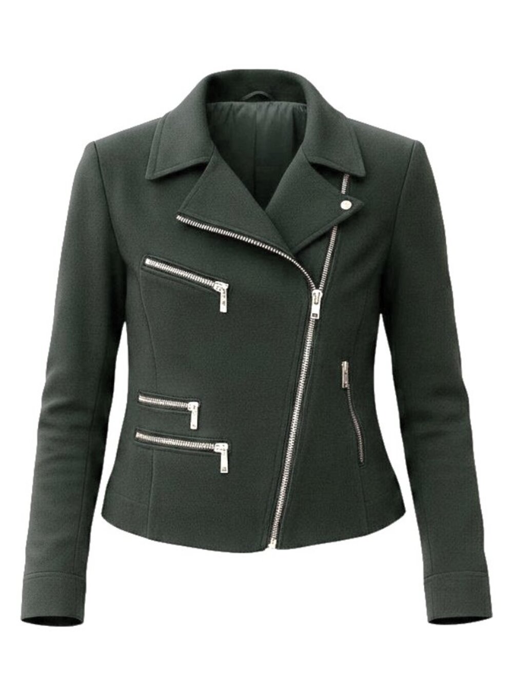 Bianca Nygard Petite Jet Black Asymmetrical Zip Up Moto Style Jacket Size 10P
